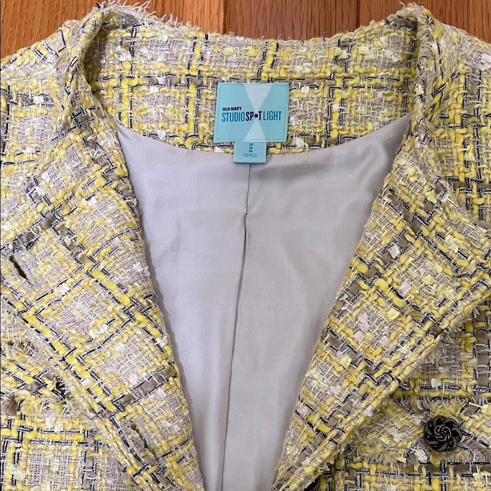Old Navy Yellow and Black Tweed Jacket - Picture 3 of 6